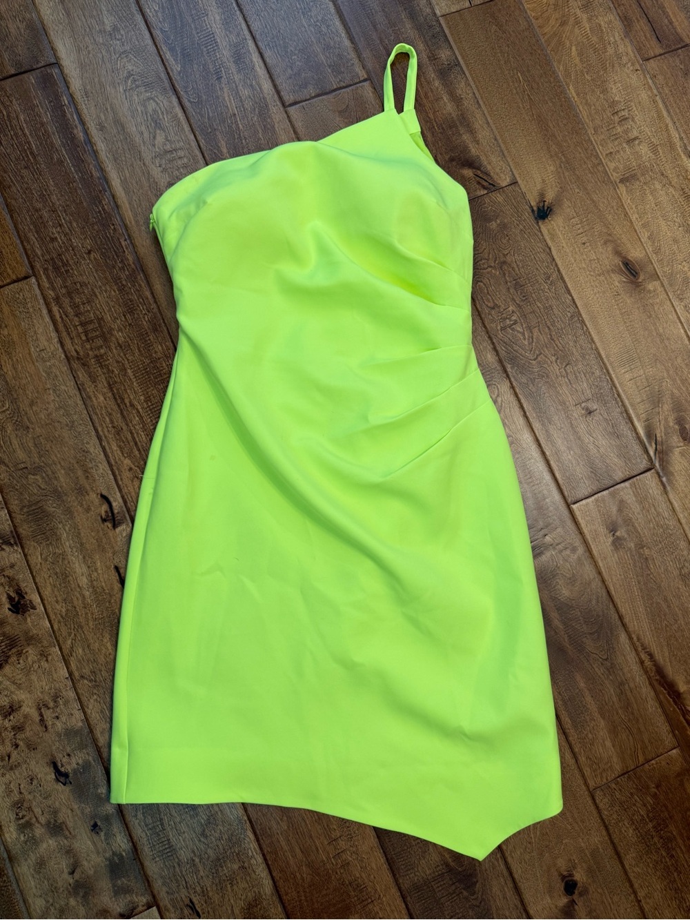 Milly neon yellow green one shoulder dress size 6